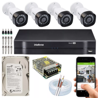 Kit Cftv 4 Câmeras Multi Hd 720p 1mp Dvr Intelbras Mhdx 1004