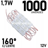 1000pçs Módulo Injetado 7030 3leds 12v 1,7w 6500k Lente 160º