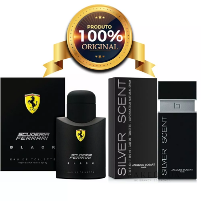 Ferrari Black Scuderia 125ml + Silver Scent 100ml Originais com envio rápido - JD Atacado