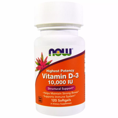 Vitamina D3 10,000 Ui 120 Softgels Now Foods com envio rápido - JD Atacado