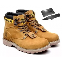 Bota Coturno Adventure Caterpillar Couro + Cartão Canivete