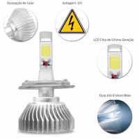 Kit Super Led Lampada H4 6000k Super Branca Efeito Xenon