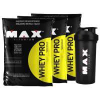 Combo 3x Whey Pro - Max Titanium - 4,5kg - Refil - Proteína