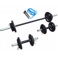 Kit 40kg Anilhas+2 Barras 40cm+1 Barra 120cm+corda De Pular