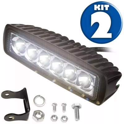 Kit 2 Farol De Milha Auxiliar 6 Leds 18w Off Road Moto Carrov com envio rápido - JD Atacado