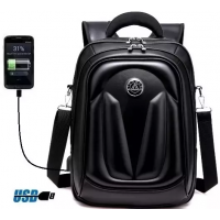 Mochila Bolsa Notebook 14' Saida Usb Couro Sintetico 