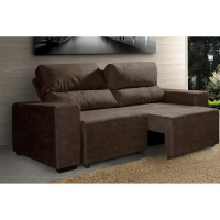 Sofá 3 Lugares American Comfort Montana em Tecido Suede com Assento Retrátil e Encosto Reclinável