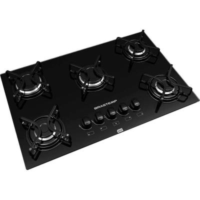 Cooktop à Gás 5 Bocas Brastemp Ative! BDD75AE Vidro Preto Bivolt com envio rápido - JD Atacado